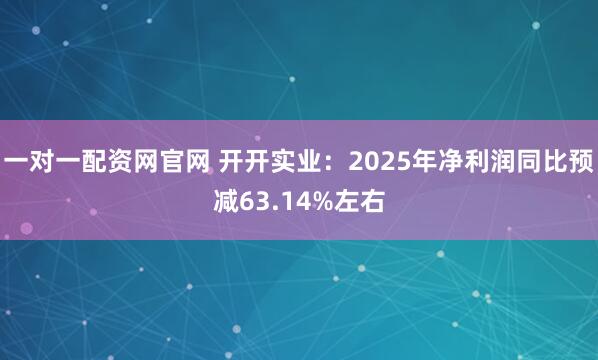 一对一配资网官网 开开实业：2025年净利润同比预减63.14%左右