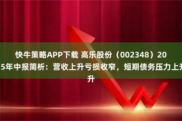 快牛策略APP下载 高乐股份（002348）2025年中报简析：营收上升亏损收窄，短期债务压力上升